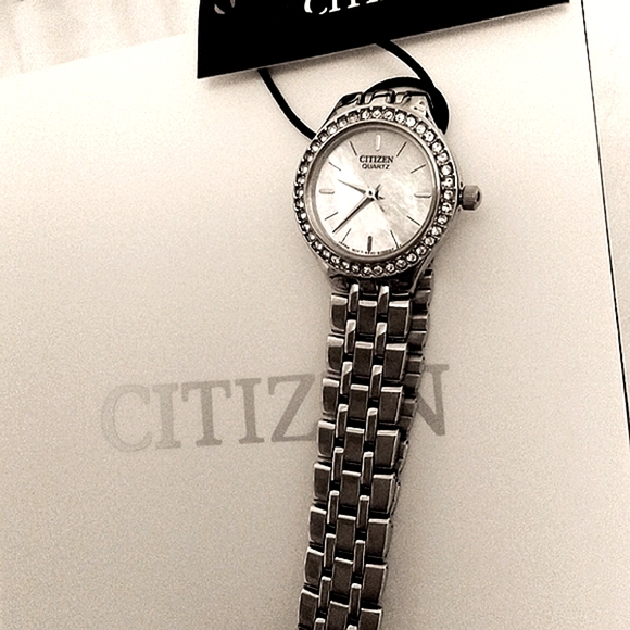 NWT CITIZEN WOMEN'S WATCH EJ6040-51D, W/ MOTHER OF PEARL W/ SWAROVSKI CRYSTALS - Picture 8 of 12